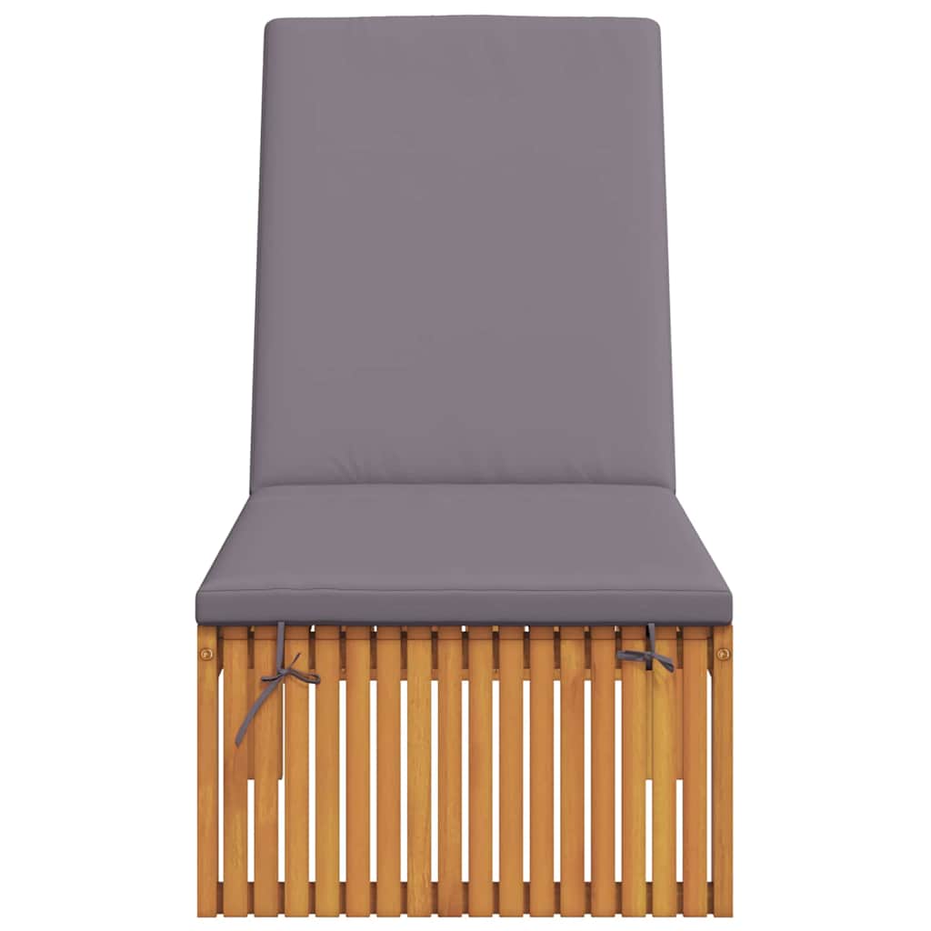 Sun Lounger Reclining Brown 200 x 55 x 94cm Solid Acacia wood